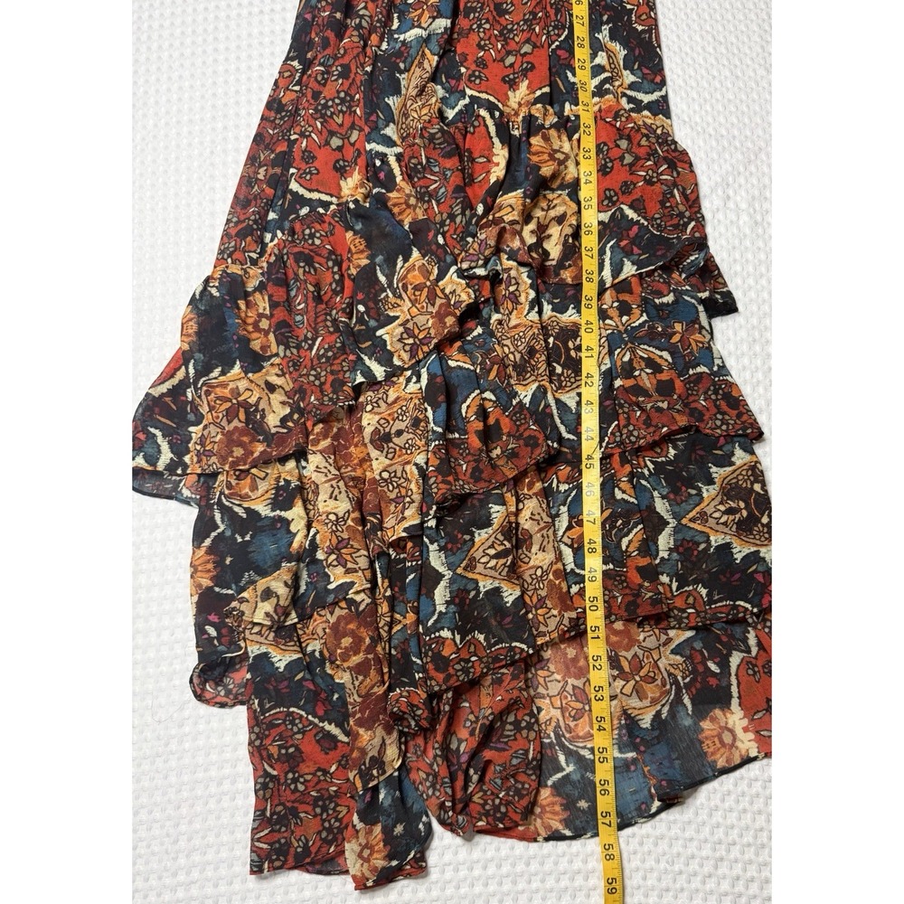 Free People Wear It Out Maxi Tiered Ruffled Dress Bohemian Fall Floral Cowgirl - Picture 12 of 13